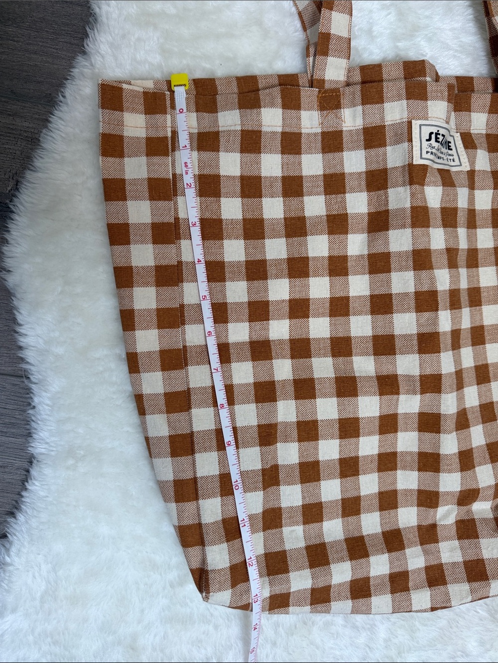 Sézane Brown and White Gingham Tote - Picture 5 of 5